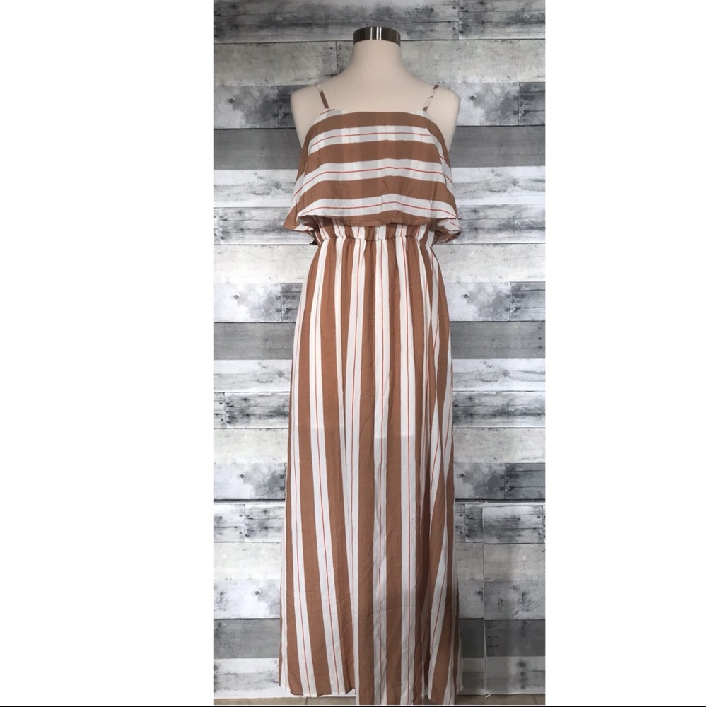 After Market Maxi Dress Brown Stripes Small